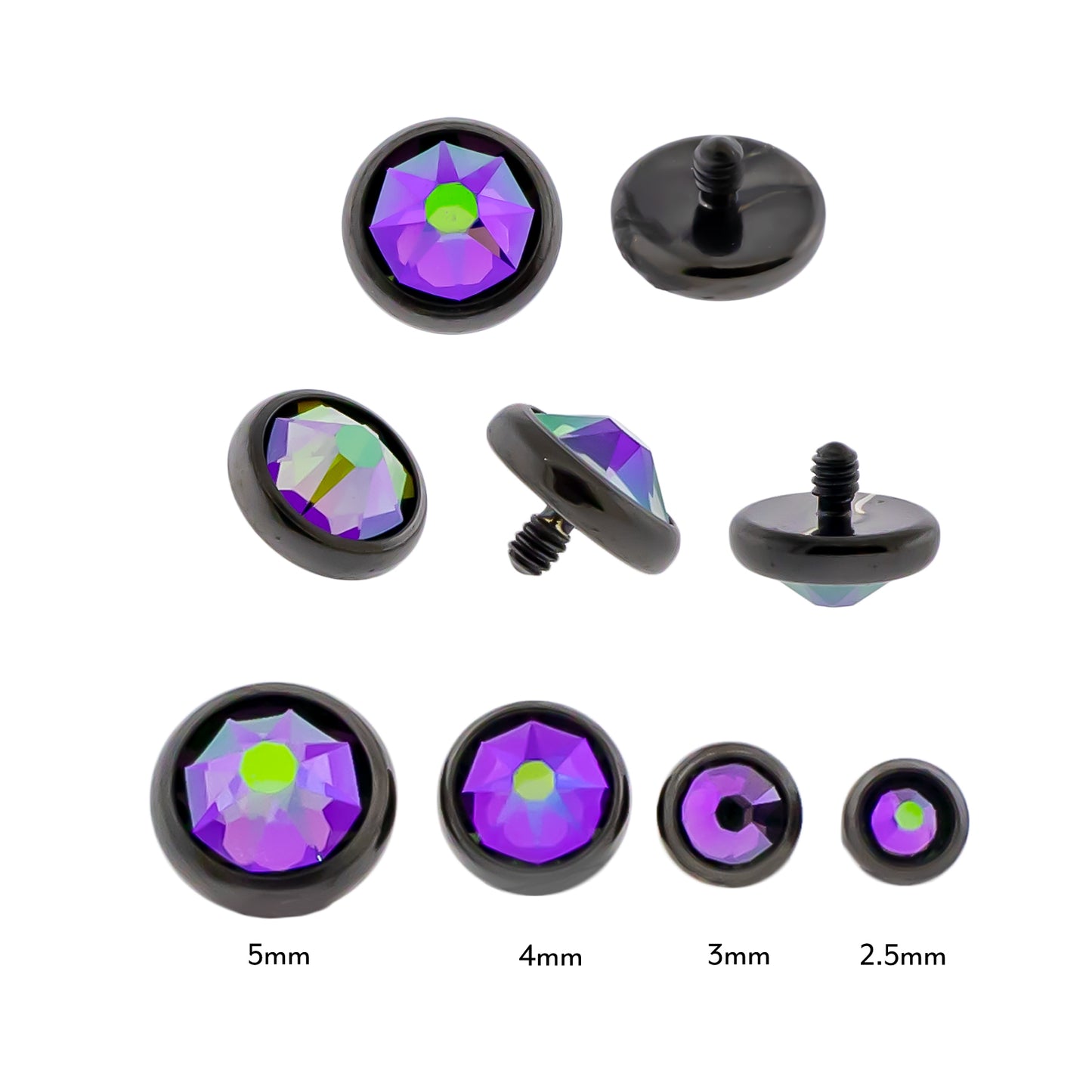 Steel Internally Threaded Gem Disc W/ Black PVD