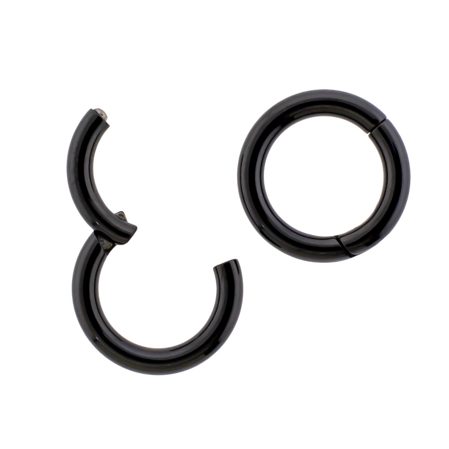 20G - 10G Steel Black PVD Hinged Segment Rings - Pierced Addiction