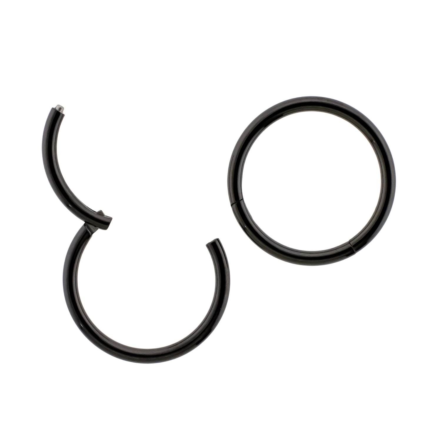 20G - 10G Steel Black PVD Hinged Segment Rings - Pierced Addiction