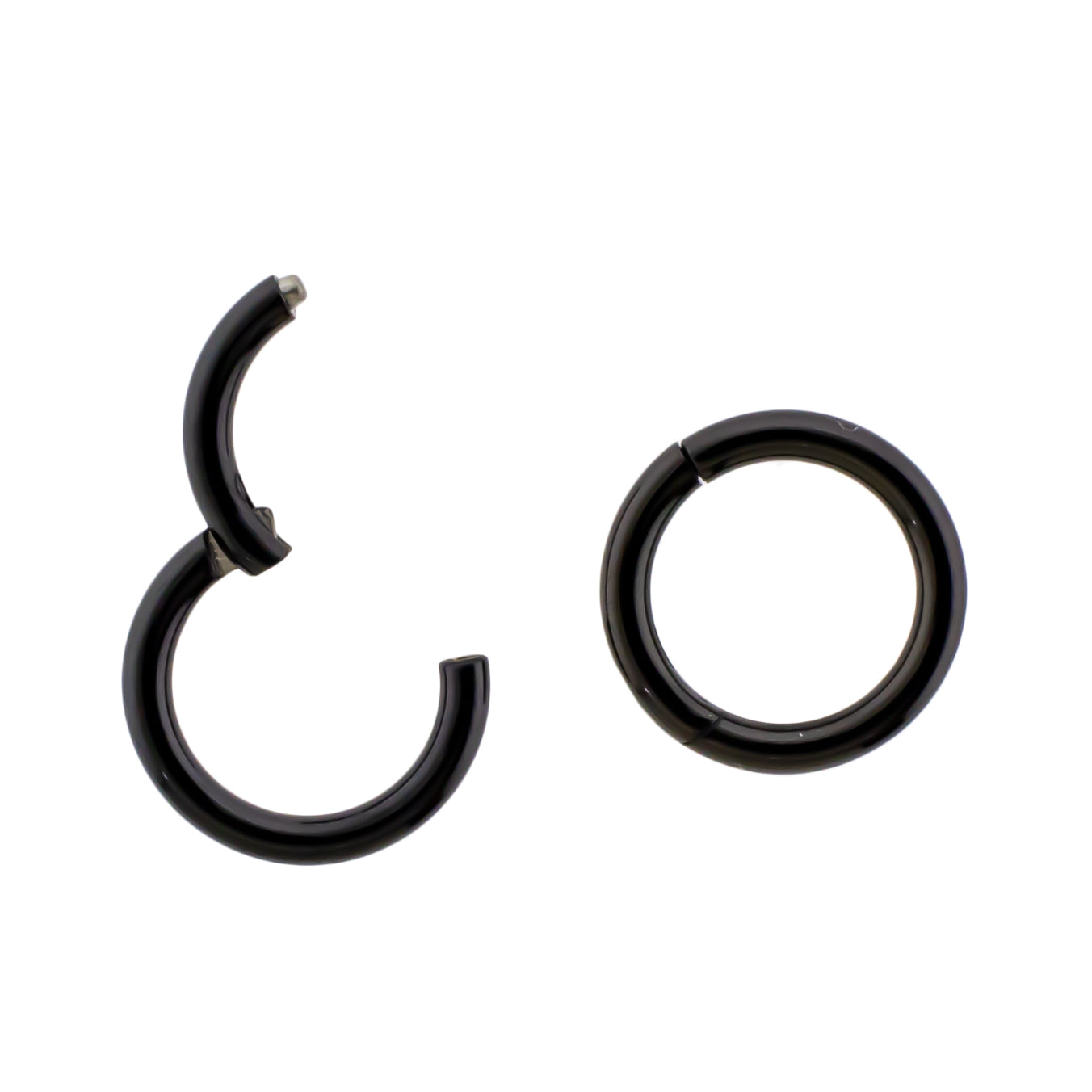 20G - 10G Steel Black PVD Hinged Segment Rings - Pierced Addiction