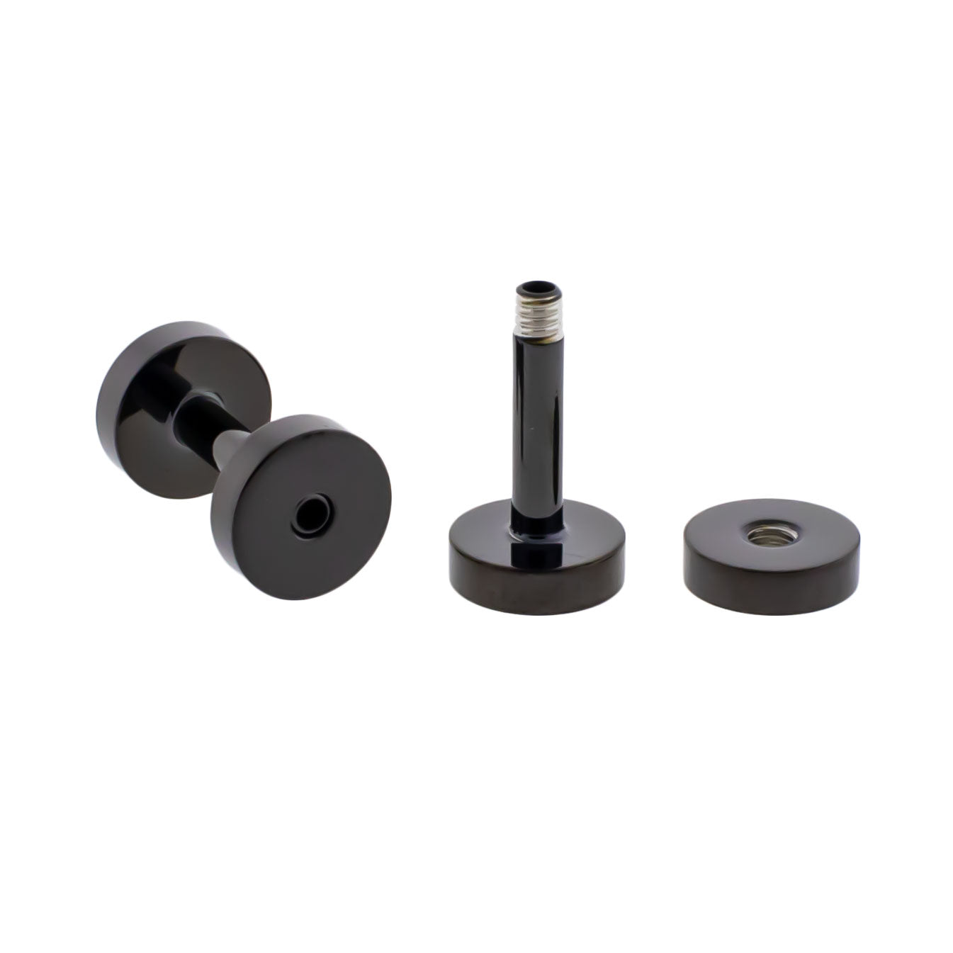Black PVD Steel Externally Threaded Tunnels - Pierced Addiction