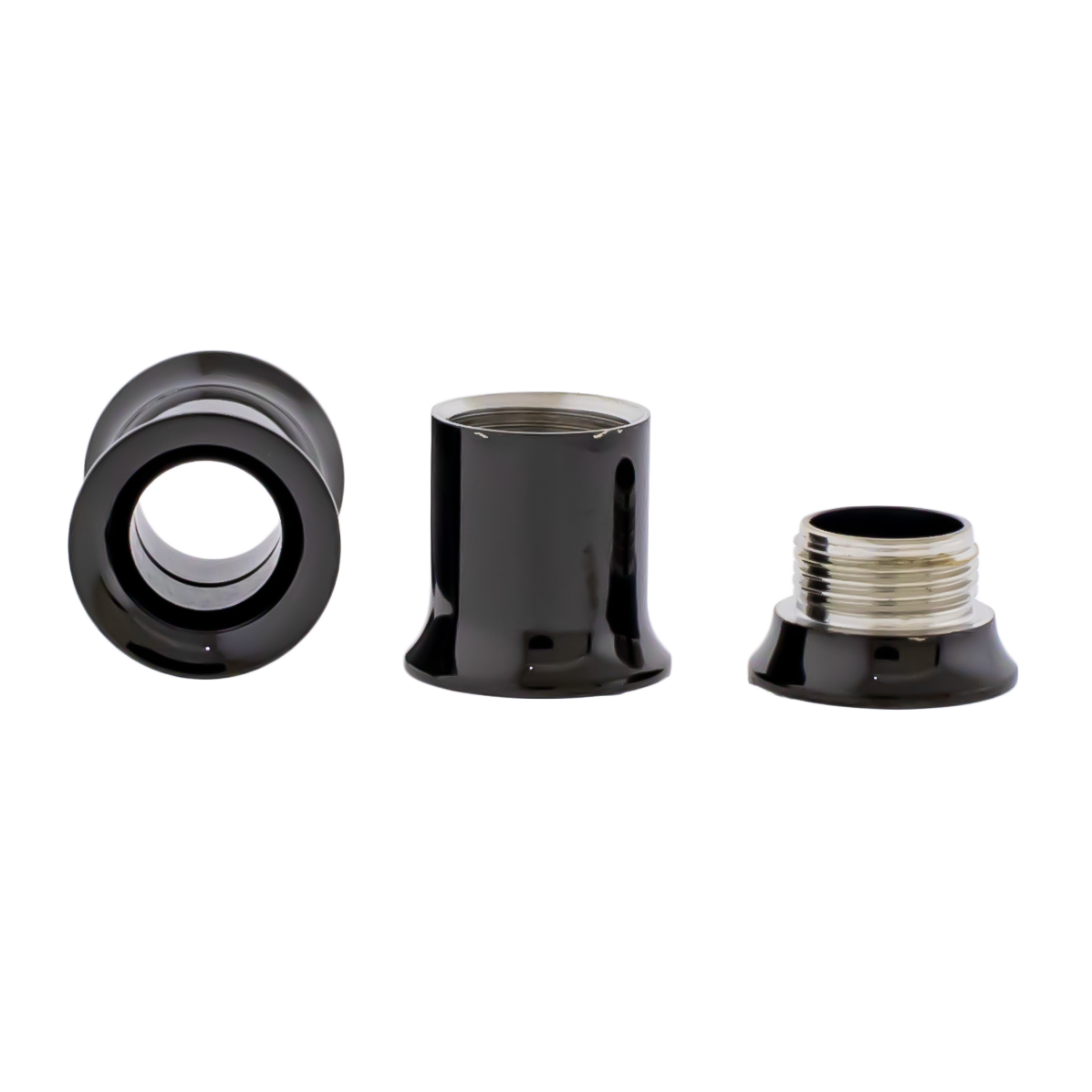 Black Steel Double Flare Tunnels - Internally Threaded - Pierced Addiction