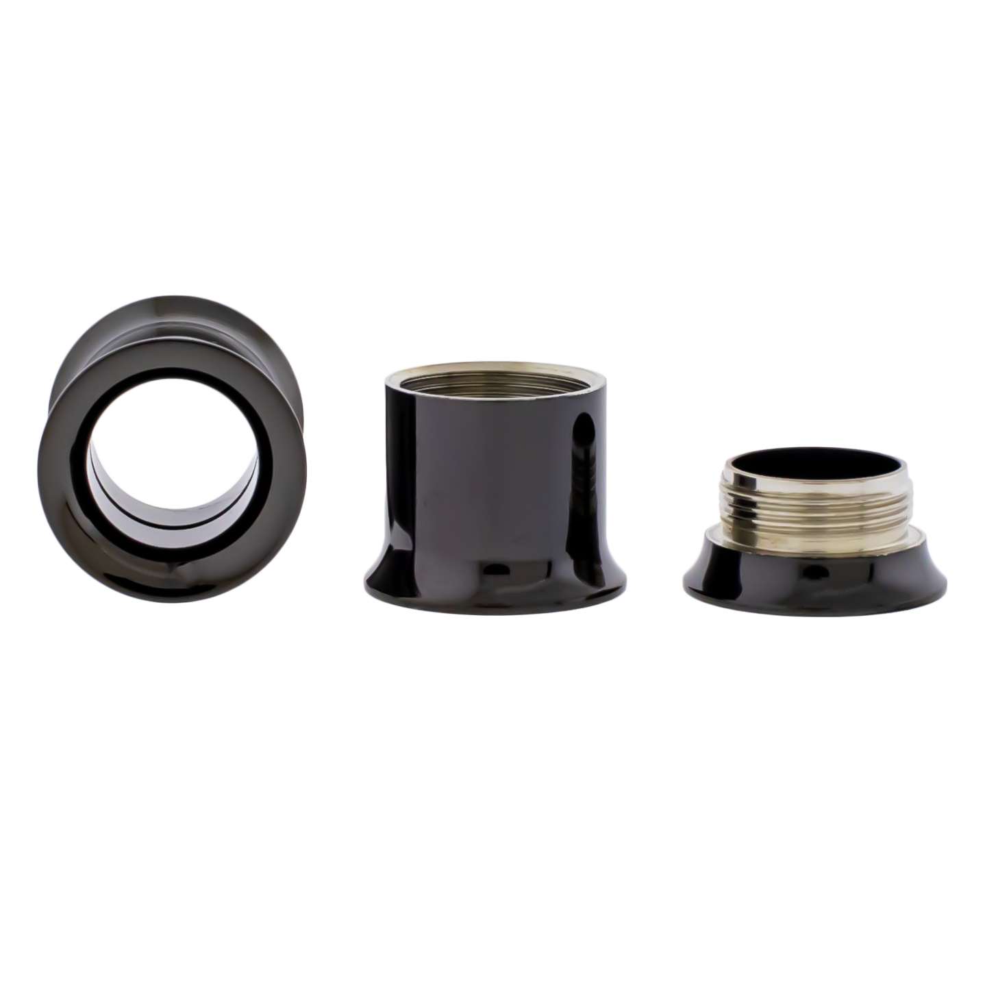 Black Steel Double Flare Tunnels - Internally Threaded - Pierced Addiction