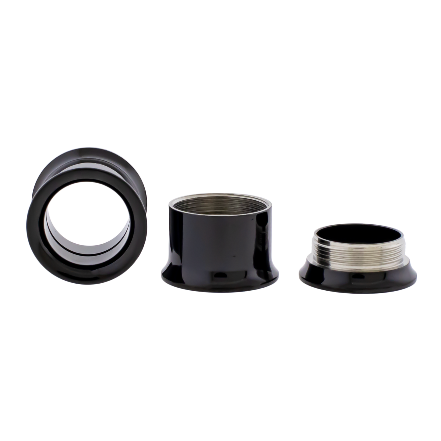 Black Steel Double Flare Tunnels - Internally Threaded - Pierced Addiction