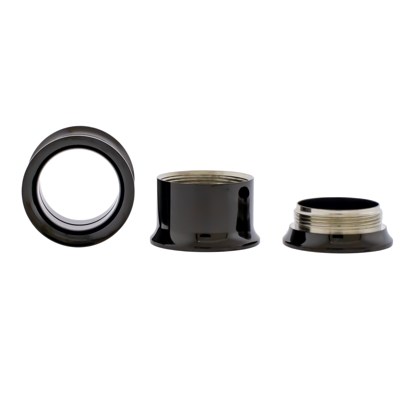 Black Steel Double Flare Tunnels - Internally Threaded - Pierced Addiction