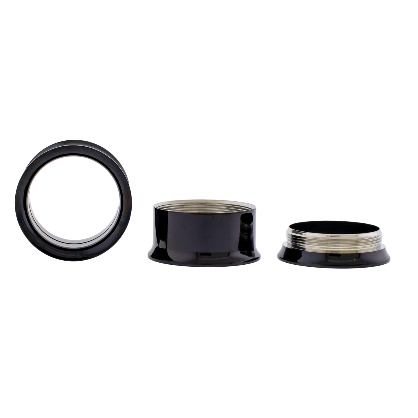 Black Steel Double Flare Tunnels - Internally Threaded - Pierced Addiction