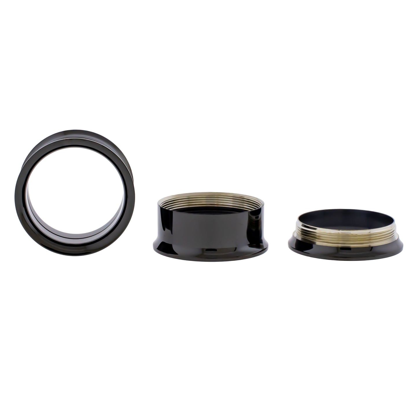 Black Steel Double Flare Tunnels - Internally Threaded - Pierced Addiction