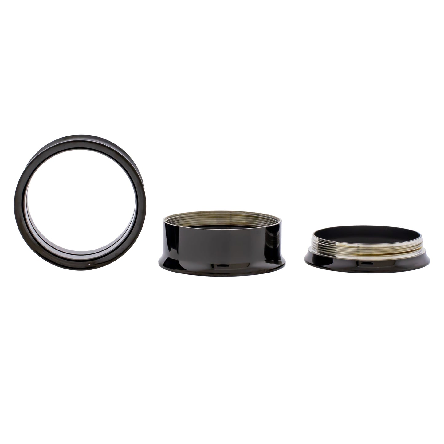Black Steel Double Flare Tunnels - Internally Threaded - Pierced Addiction