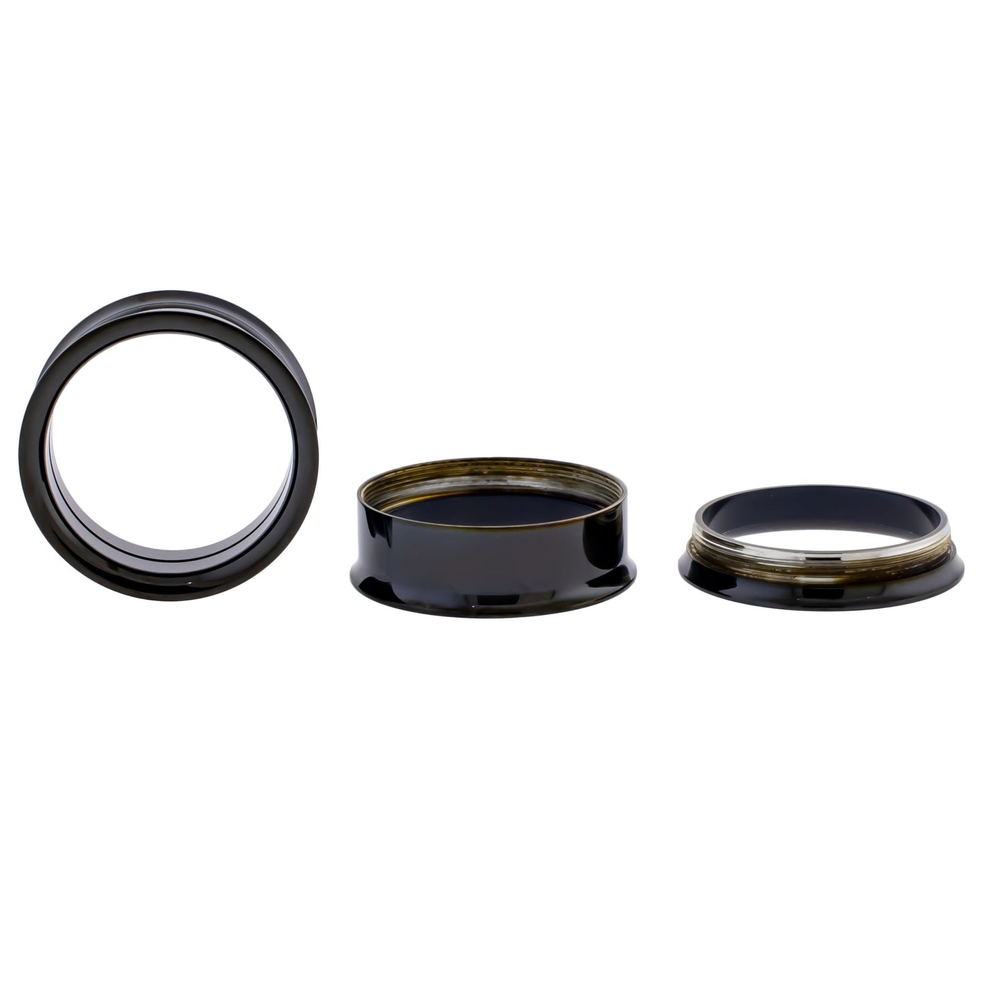 Black Steel Double Flare Tunnels - Internally Threaded - Pierced Addiction