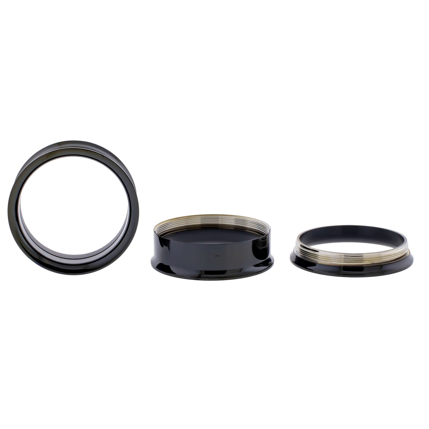 Black Steel Double Flare Tunnels - Internally Threaded - Pierced Addiction