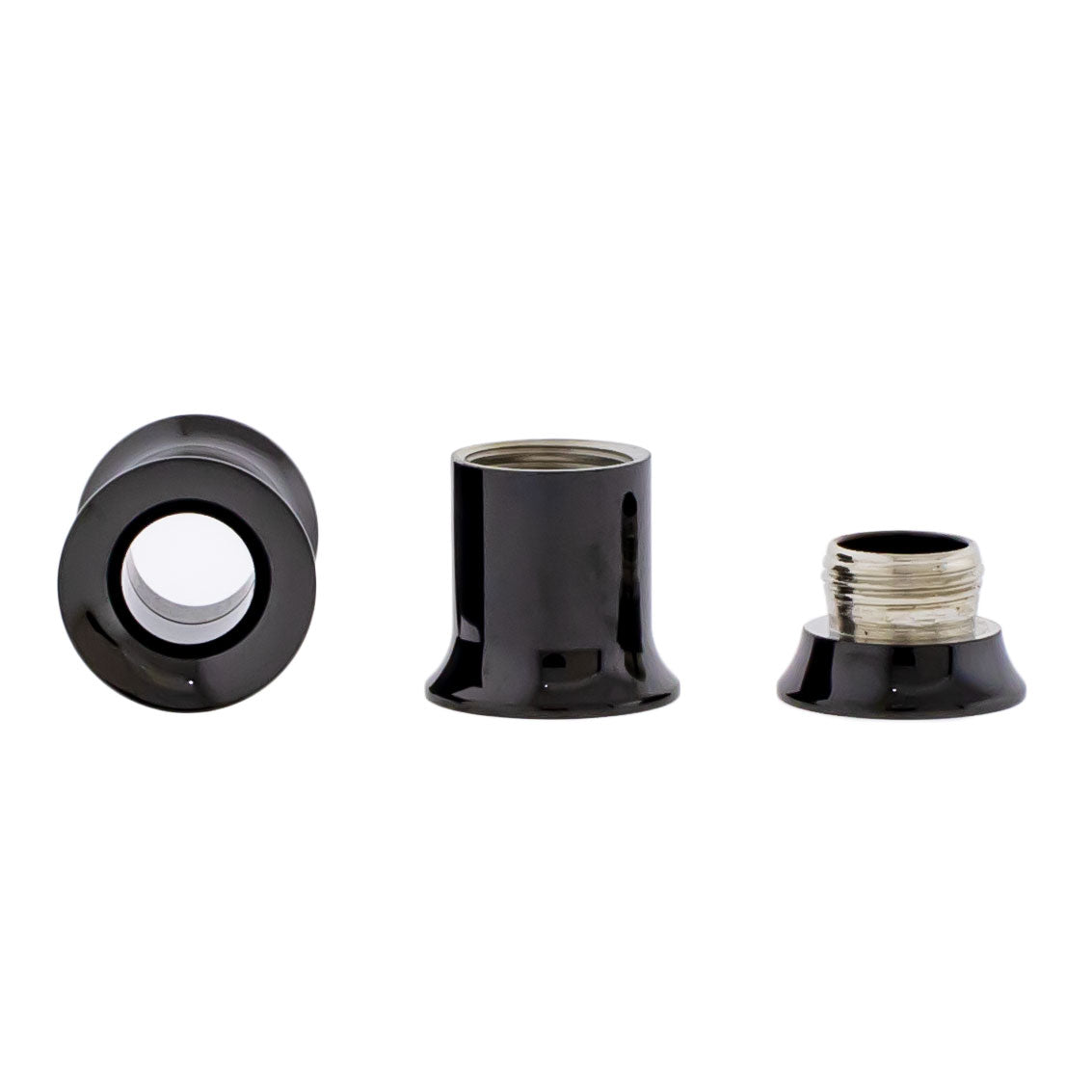 Black Steel Double Flare Tunnels - Internally Threaded - Pierced Addiction