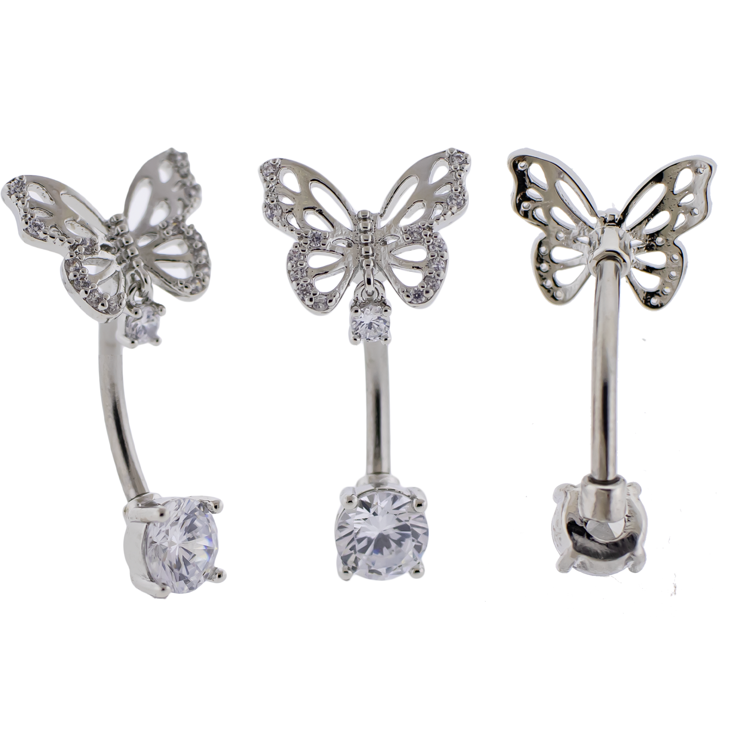 14G Top Gem Butterfly Navel Ring - Pierced Addiction