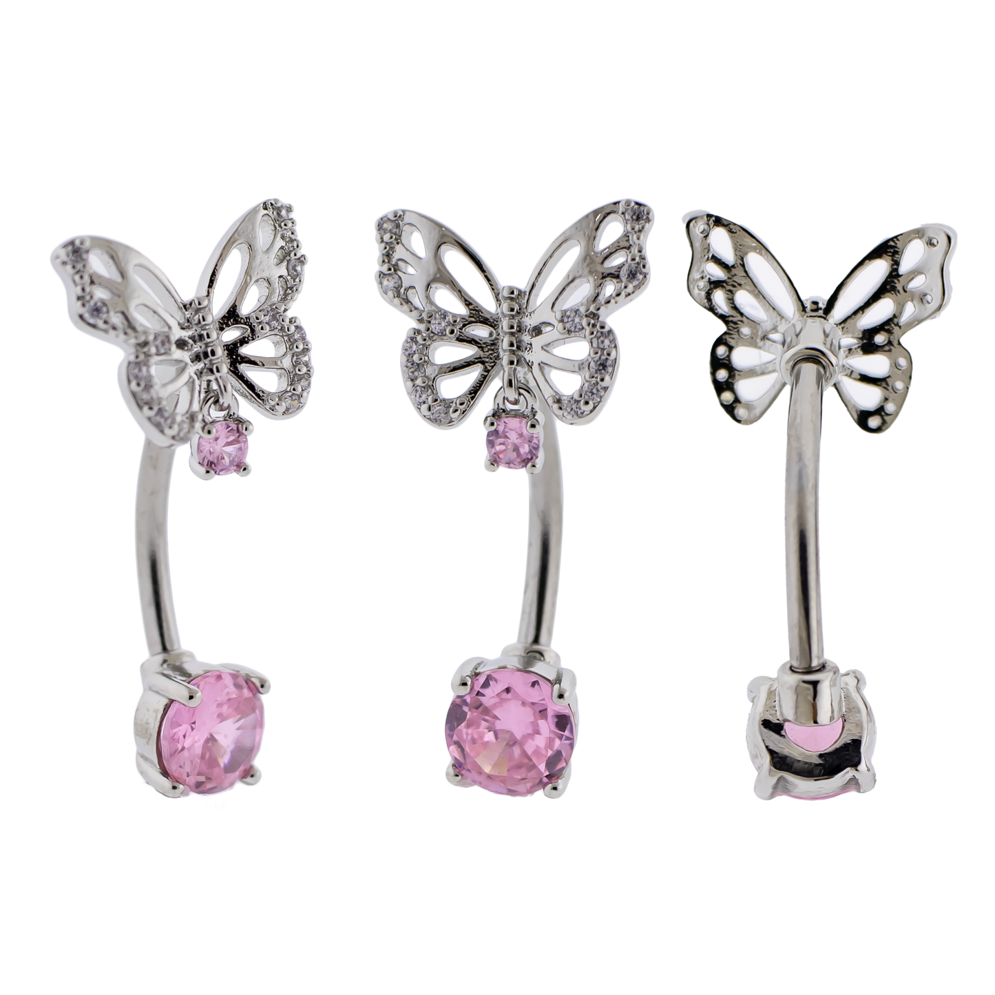 14G Top Gem Butterfly Navel Ring - Pierced Addiction
