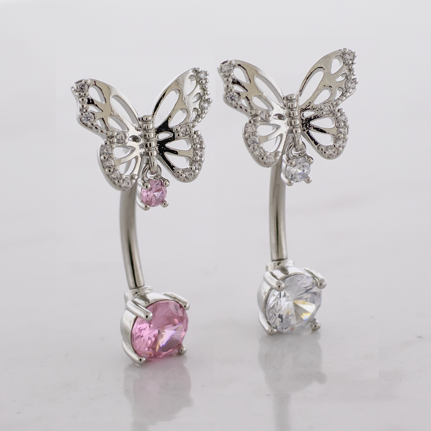 14G Top Gem Butterfly Navel Ring - Pierced Addiction