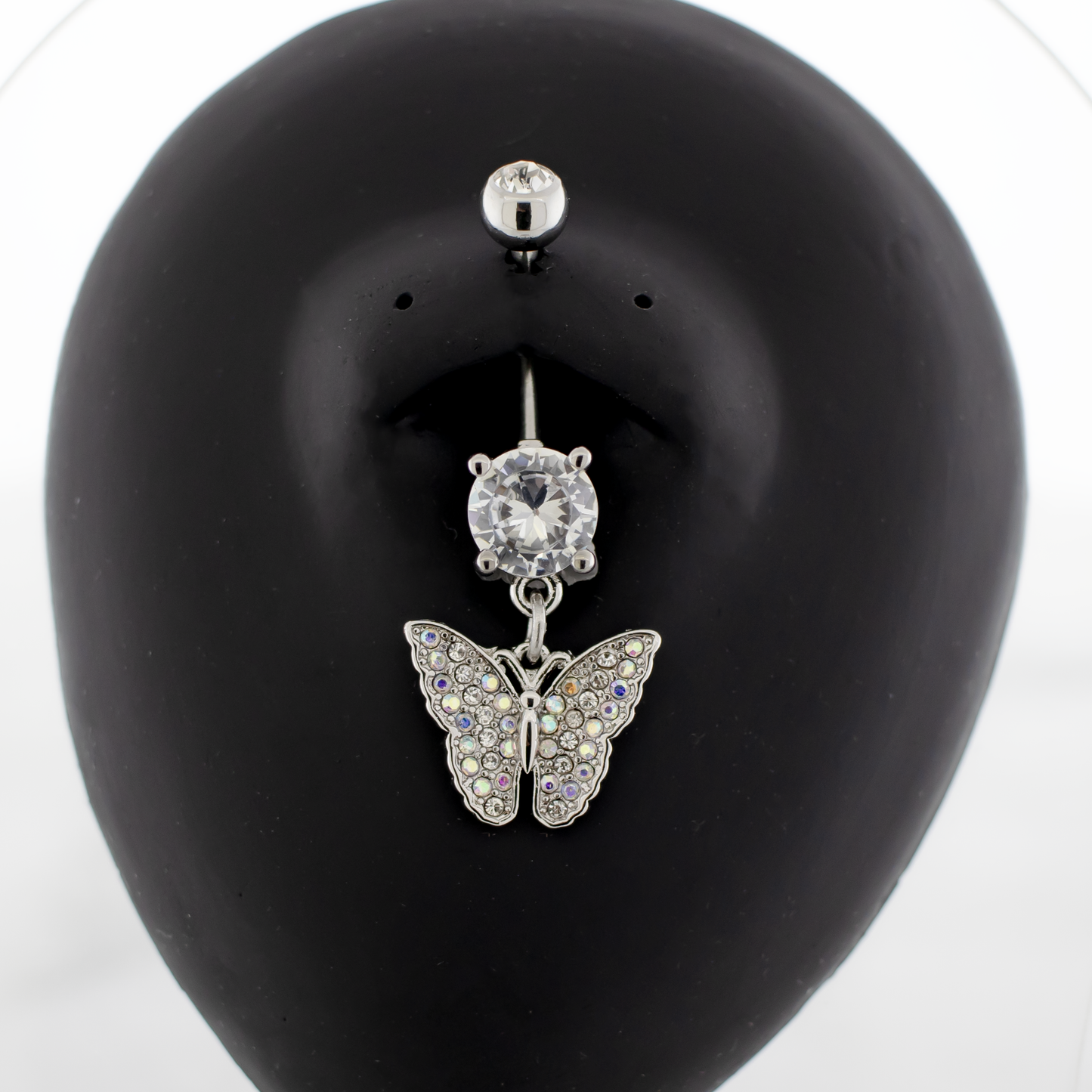 14G Pave Ombre Butterfly Navel Ring