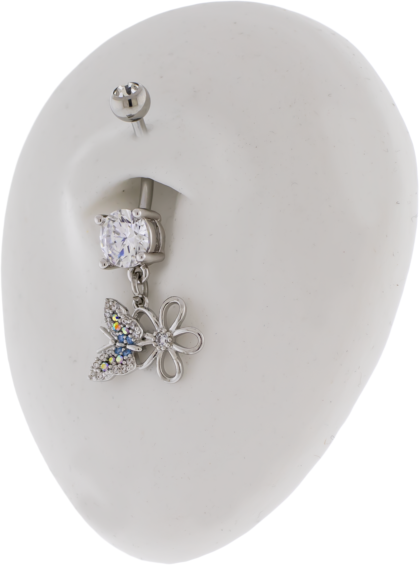 14G Butterfly and Flower Navel Ring