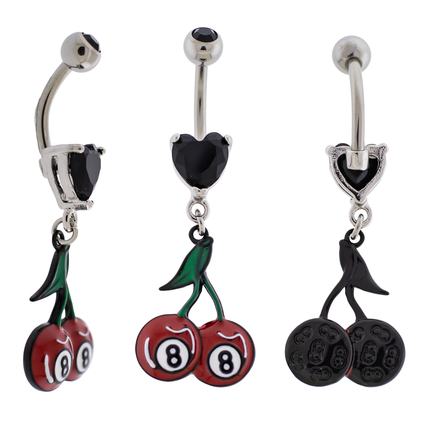 14G Eight Ball Cherries Navel Ring - Pierced Addiction