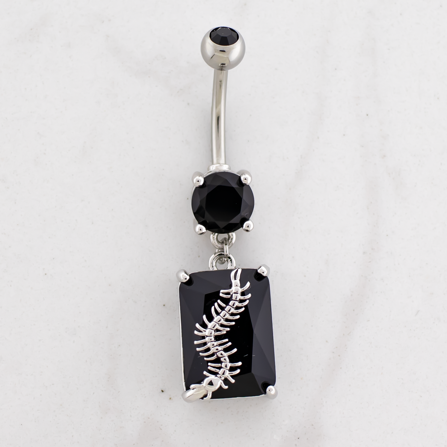 14G Black Gem Centipede Navel Ring - Pierced Addiction