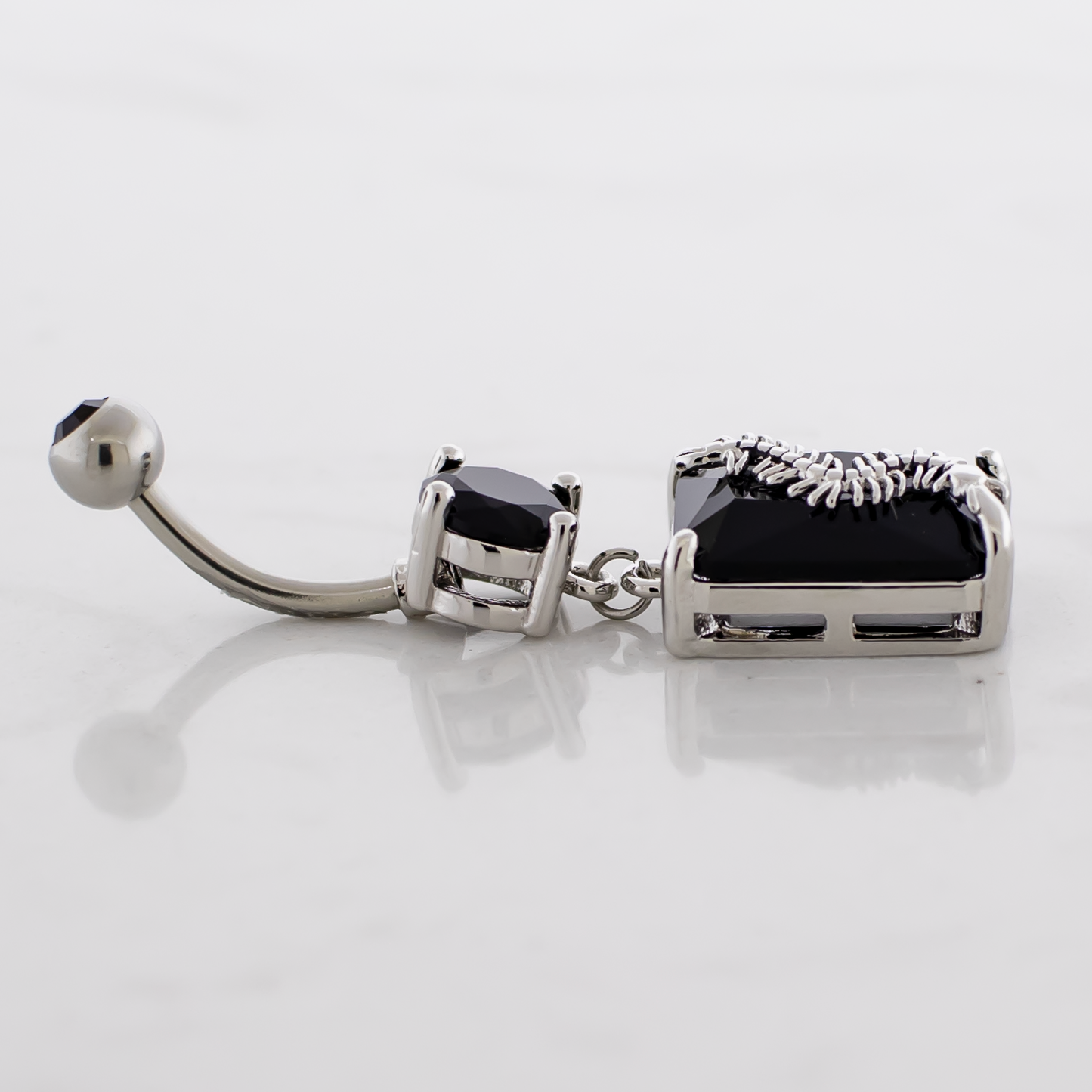 14G Black Gem Centipede Navel Ring - Pierced Addiction