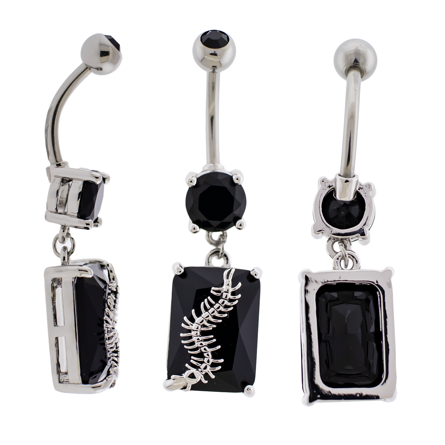 14G Black Gem Centipede Navel Ring - Pierced Addiction