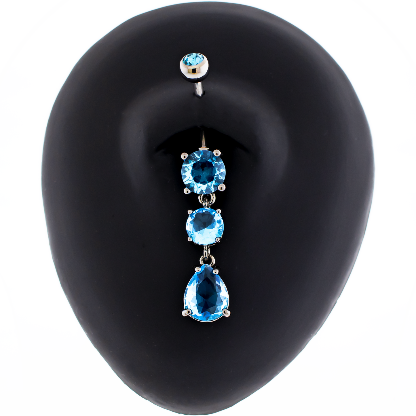 14G Round and Teardrop Gem Navel Ring