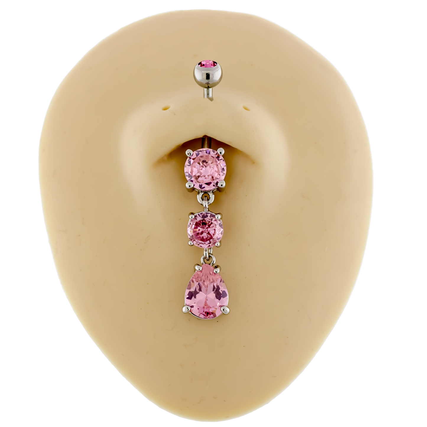 14G Round and Teardrop Gem Navel Ring