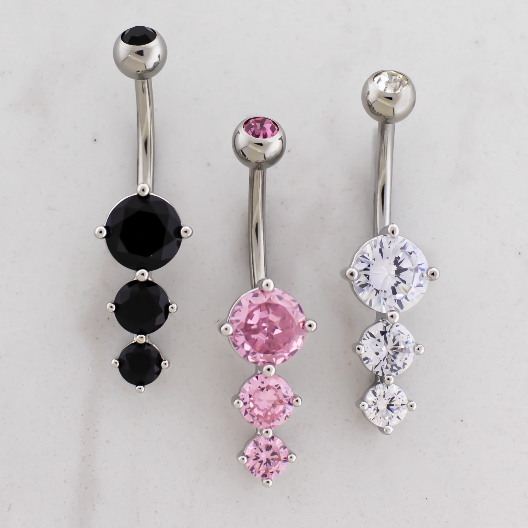 14G Cascading Round Gems Navel Barbell - Pierced Addiction