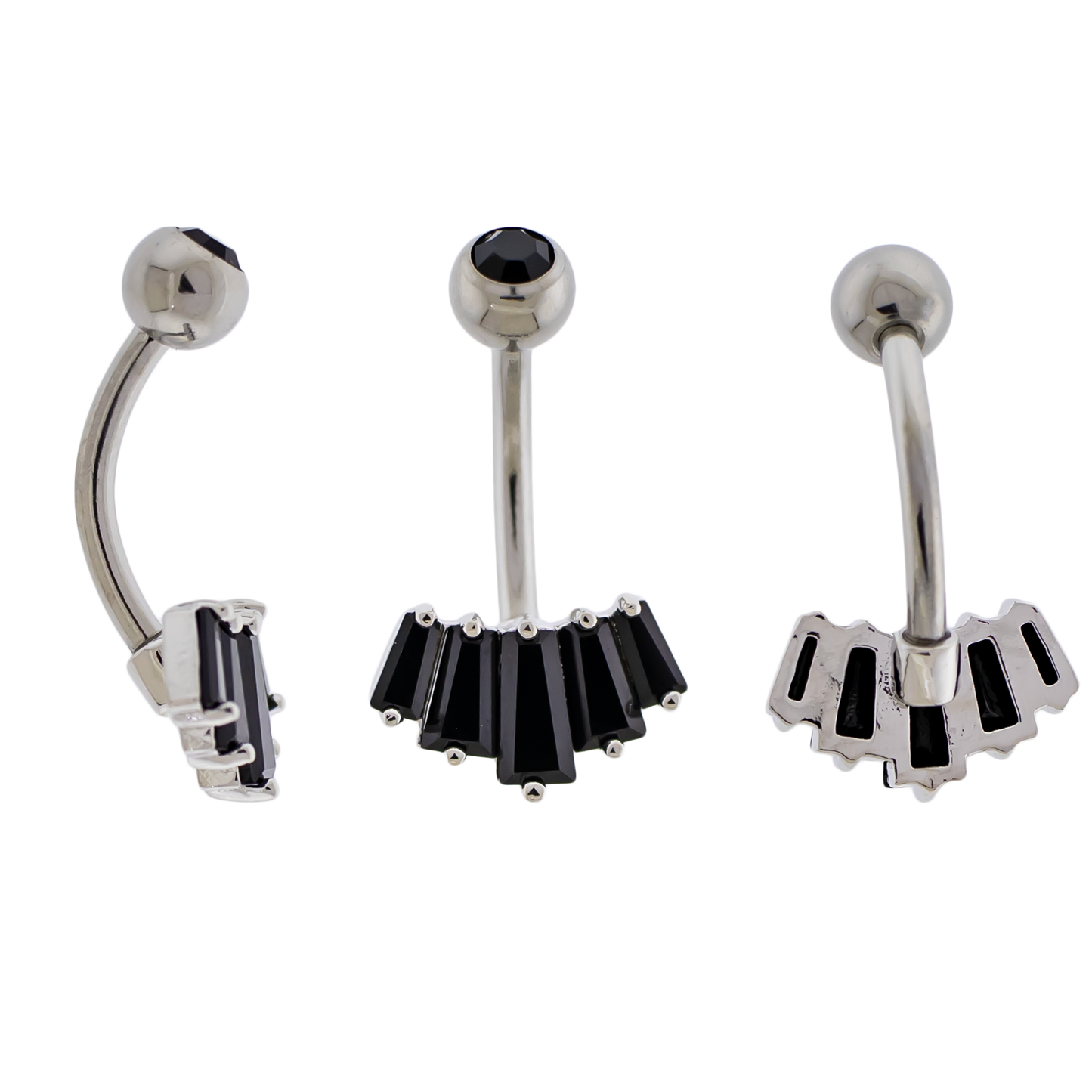 14G Fanned Baguette Navel Barbell - Pierced Addiction