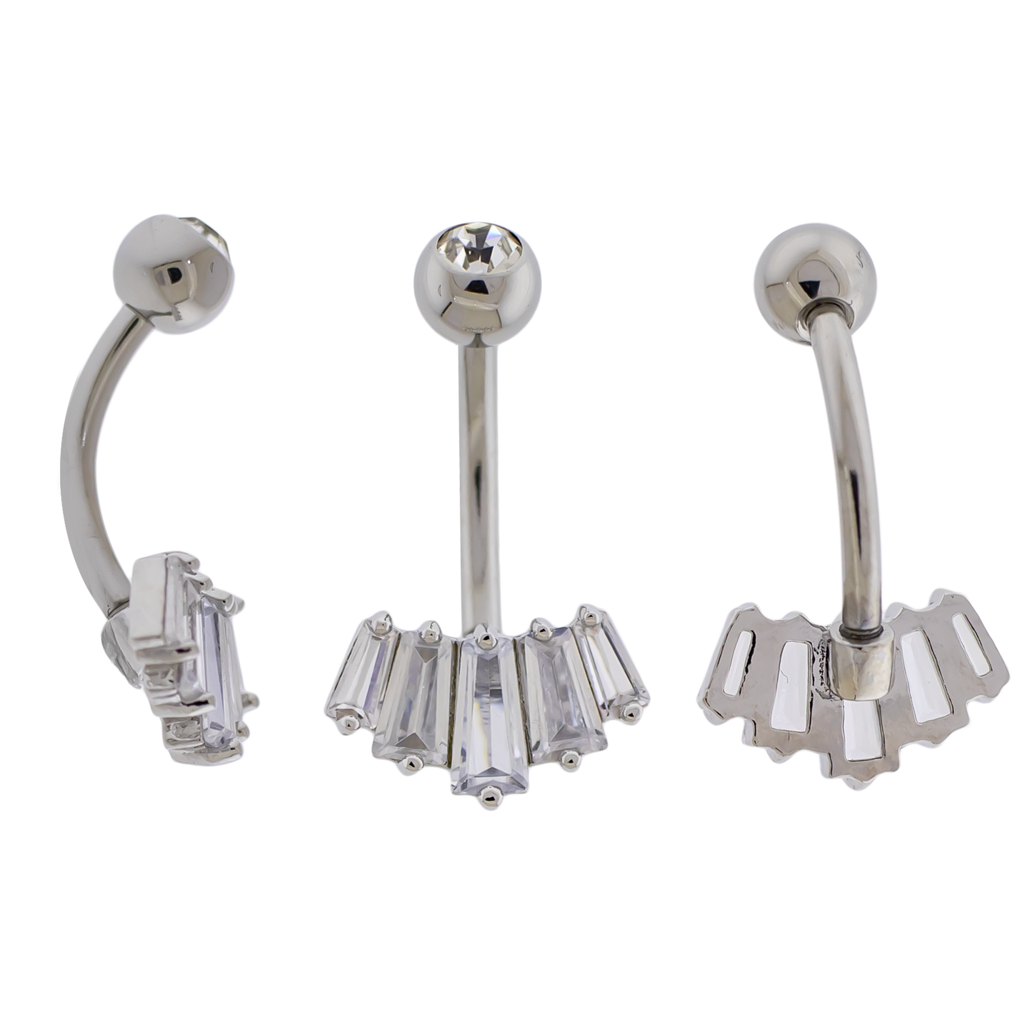 14G Fanned Baguette Navel Barbell - Pierced Addiction