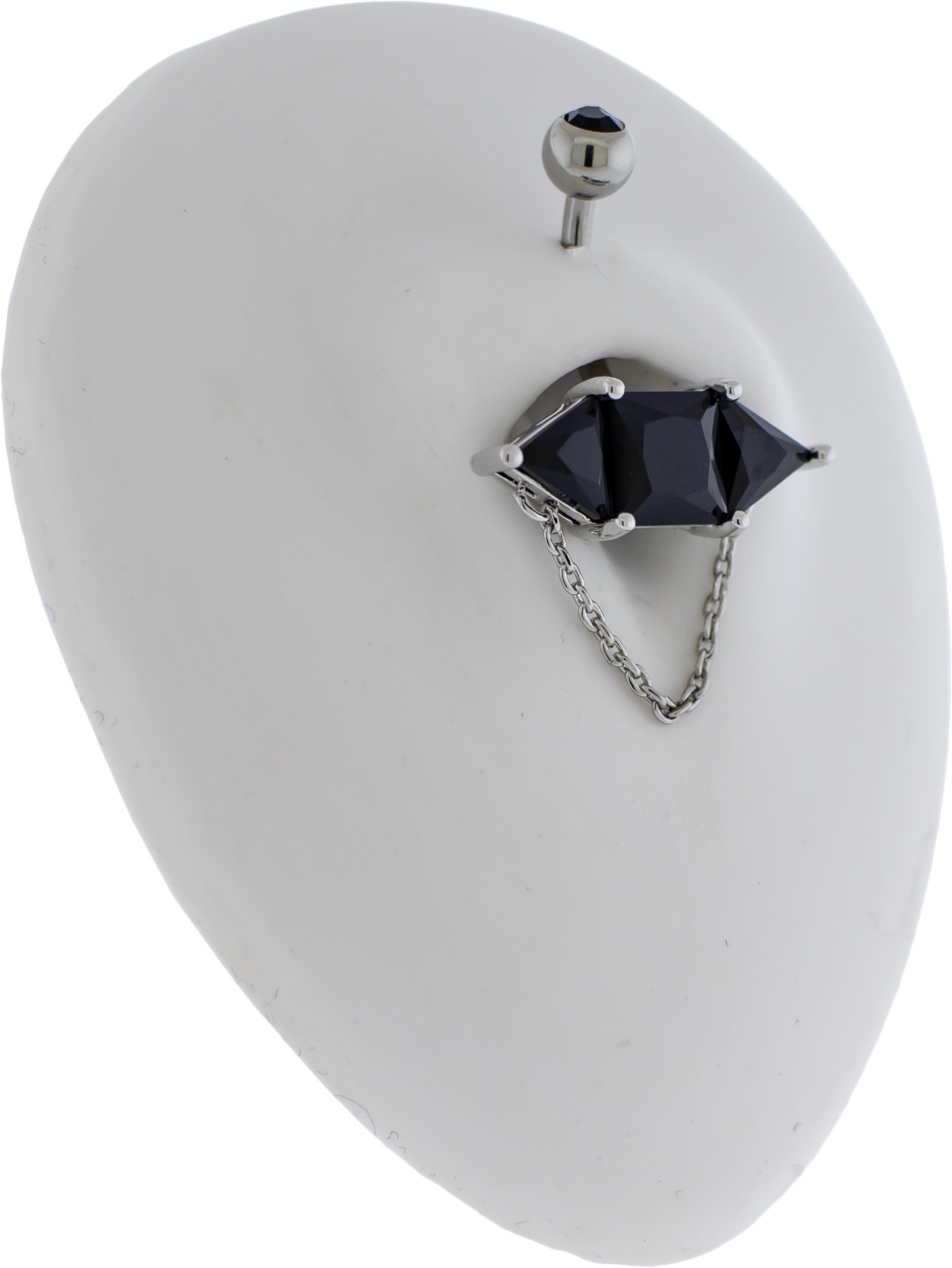 14G Baguette w/ Chain Navel Barbell - Pierced Addiction
