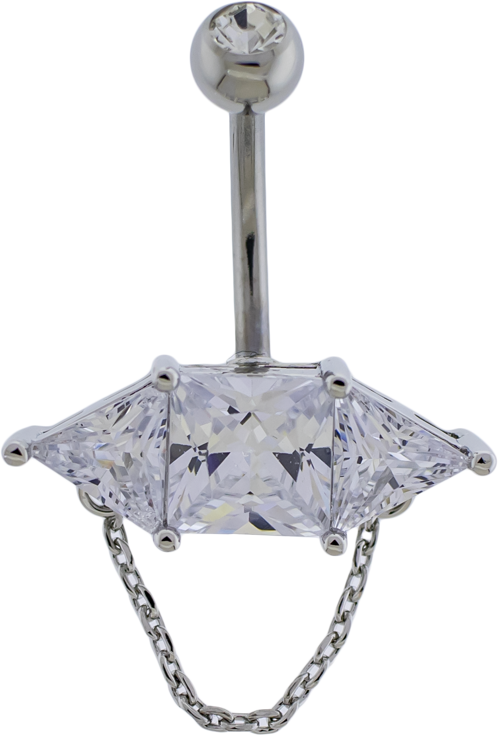 14G Baguette w/ Chain Navel Barbell - Pierced Addiction