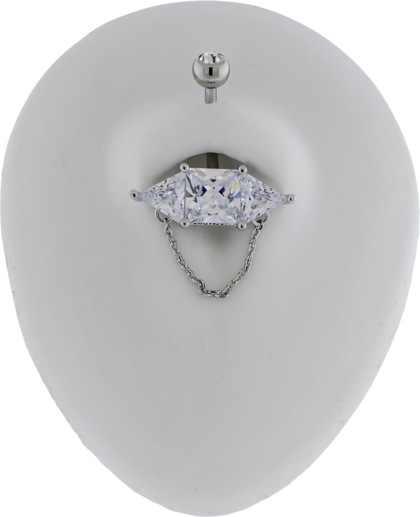 14G Baguette w/ Chain Navel Barbell - Pierced Addiction