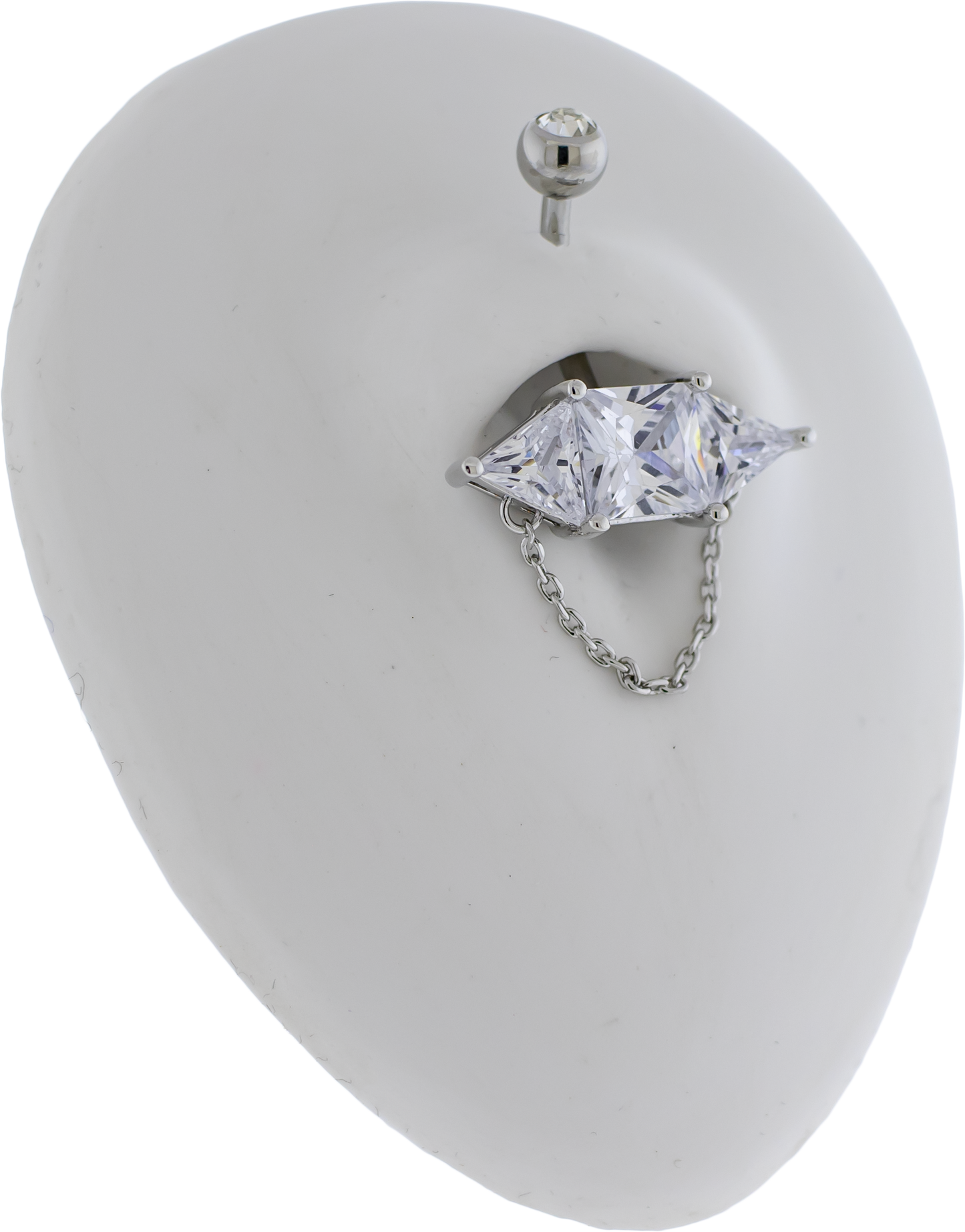 14G Baguette w/ Chain Navel Barbell - Pierced Addiction