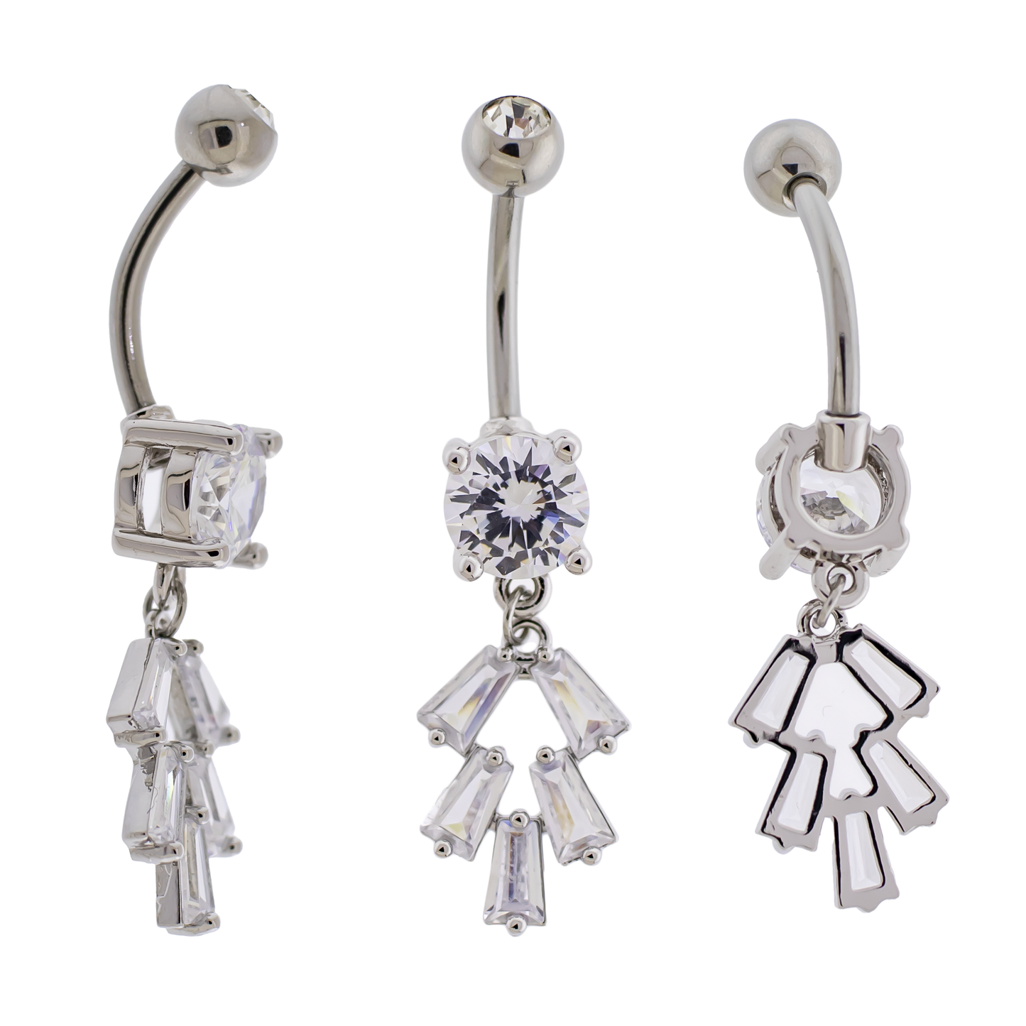14G Baguette Cluster Navel Barbell - Pierced Addiction