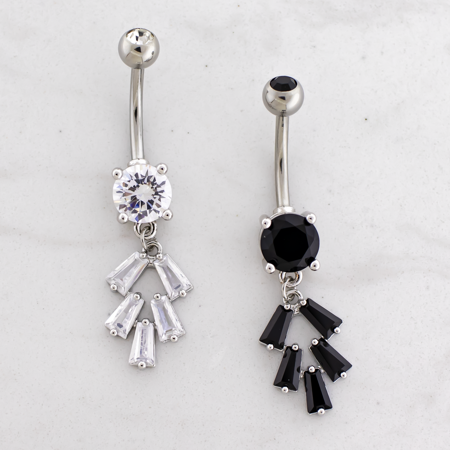 14G Baguette Cluster Navel Barbell - Pierced Addiction