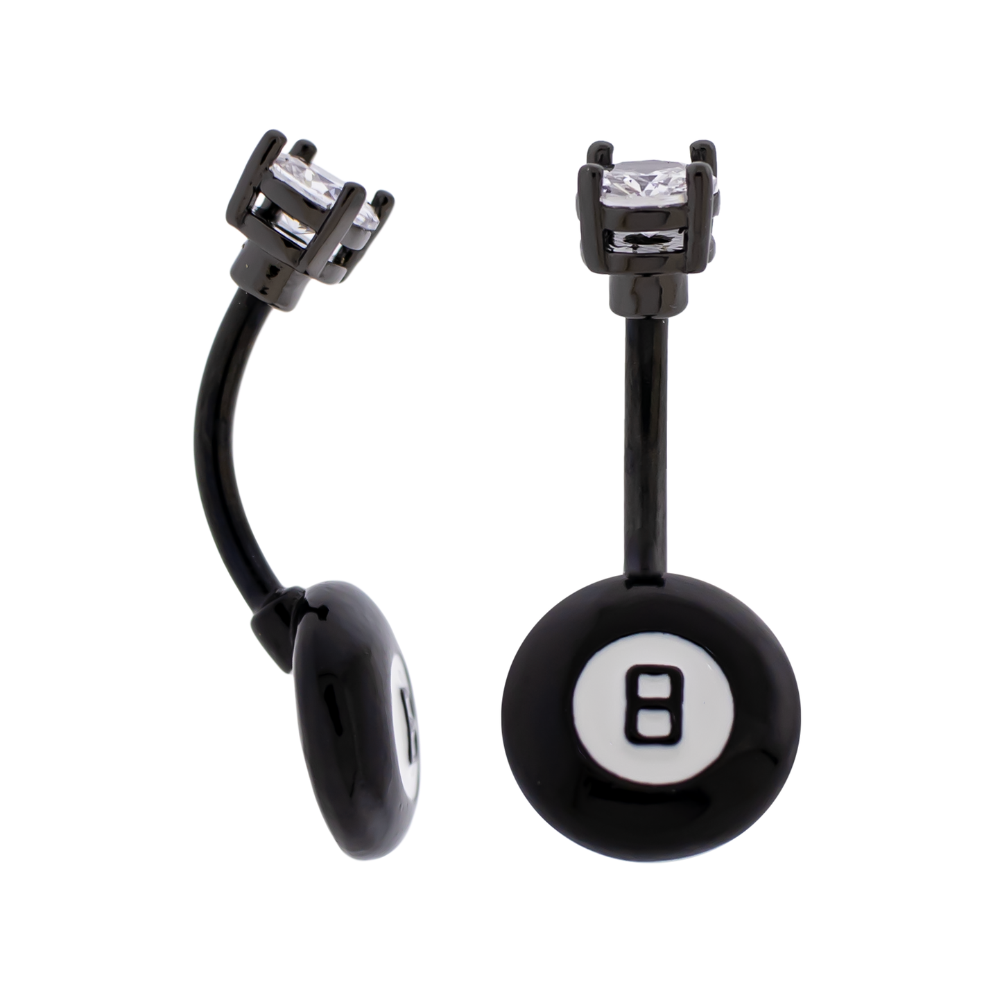 14G Eight Ball Navel Ring - Pierced Addiction