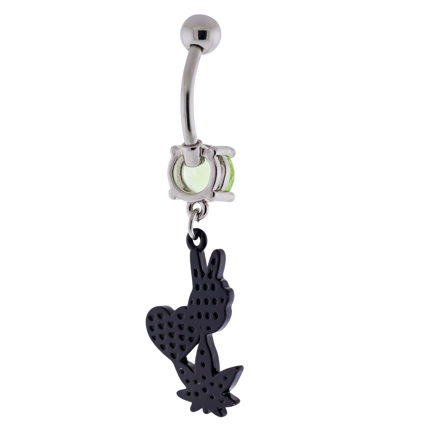 14G Peace Sign Pot Leaf Navel Ring - Pierced Addiction