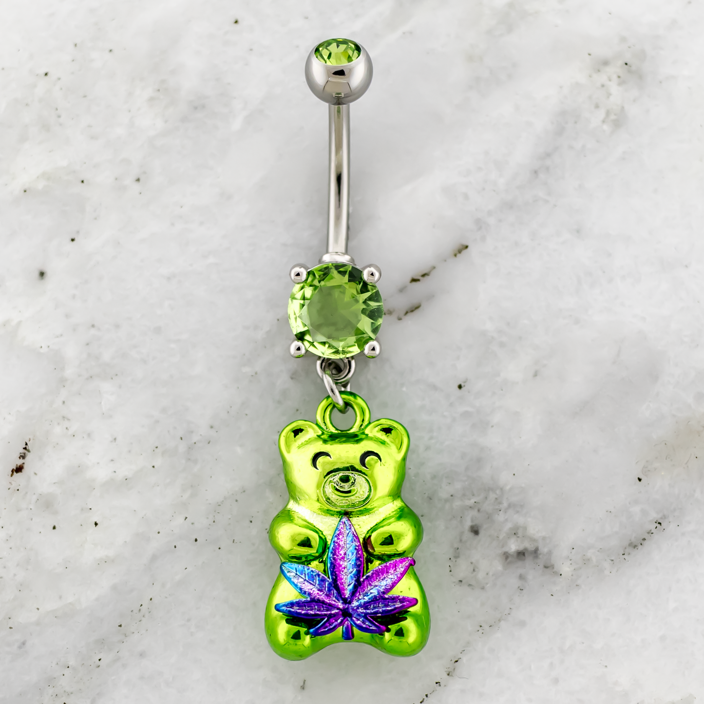 14G Gummy Bear Pot Leaf Navel Ring - Pierced Addiction