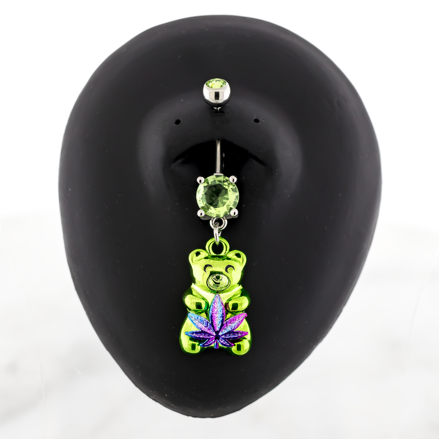 14G Gummy Bear Pot Leaf Navel Ring - Pierced Addiction