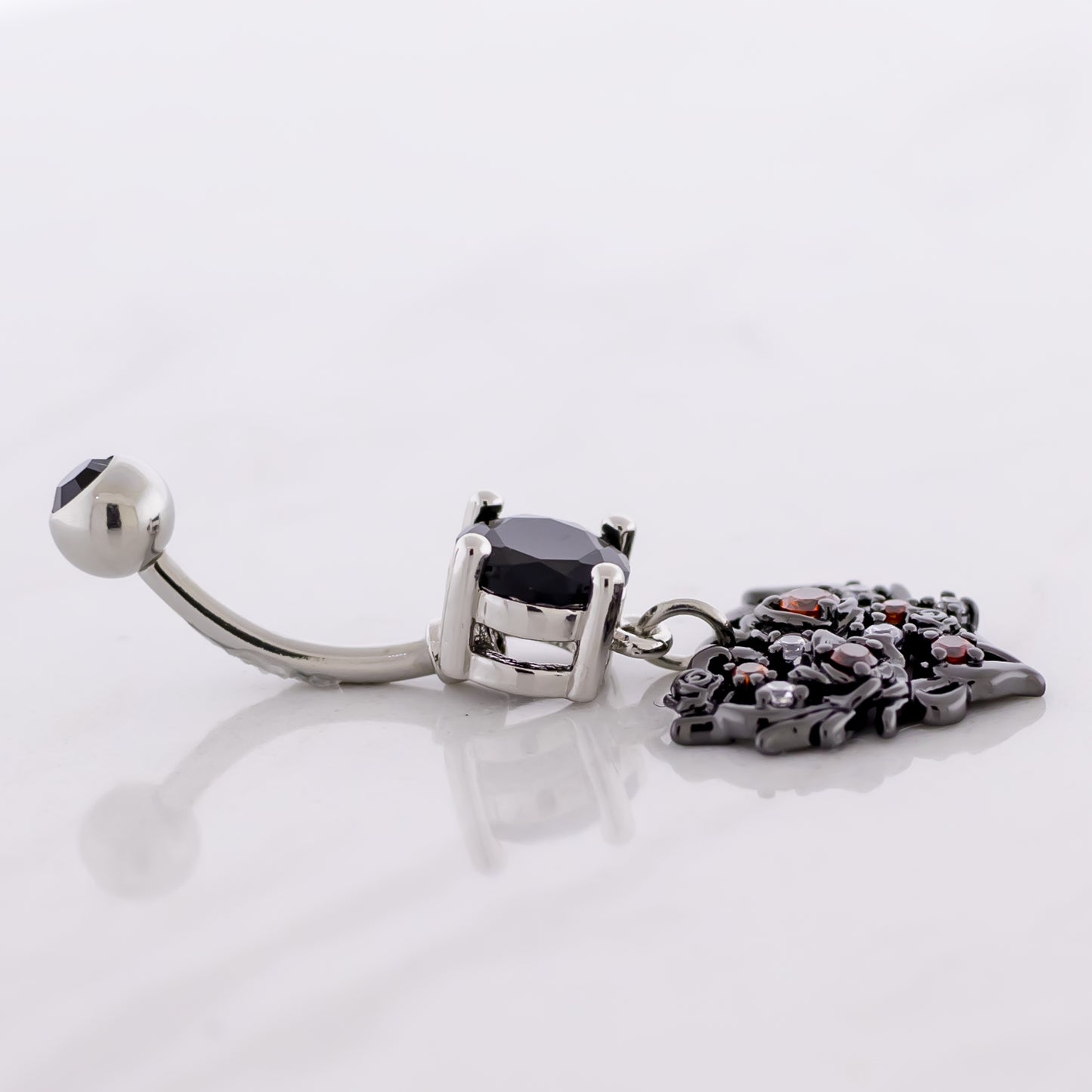 14G Black Heart Gem Navel Ring - Pierced Addiction
