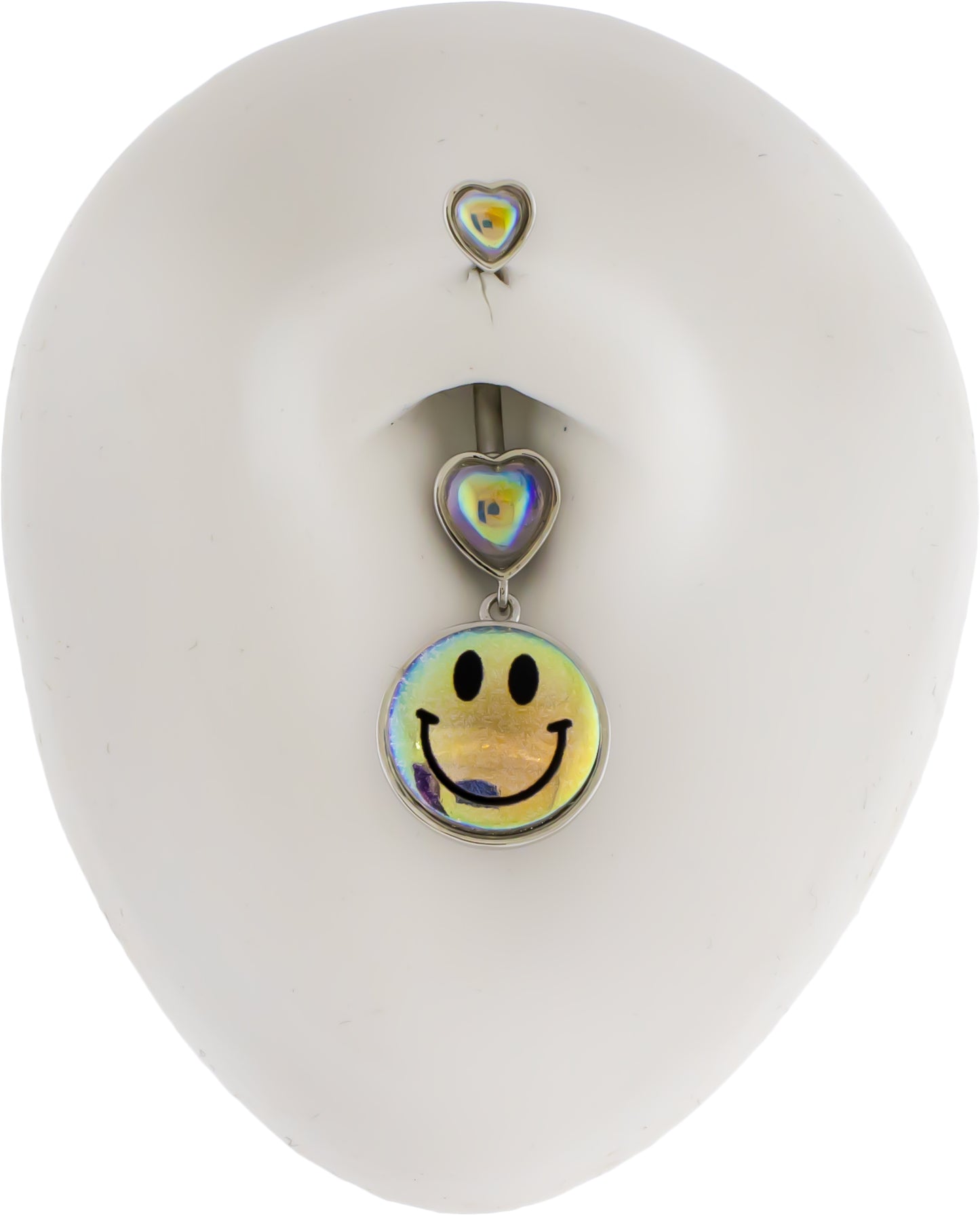 14G Iridescent Heart Navel Ring - Pierced Addiction