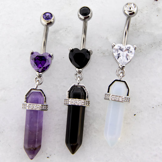 14G Crystal Cut Navel Ring