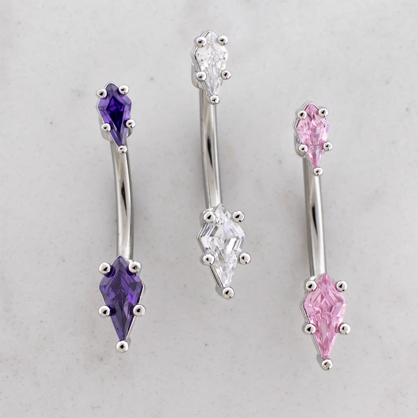 14G Kite Cut Gem Navel Barbell - Pierced Addiction