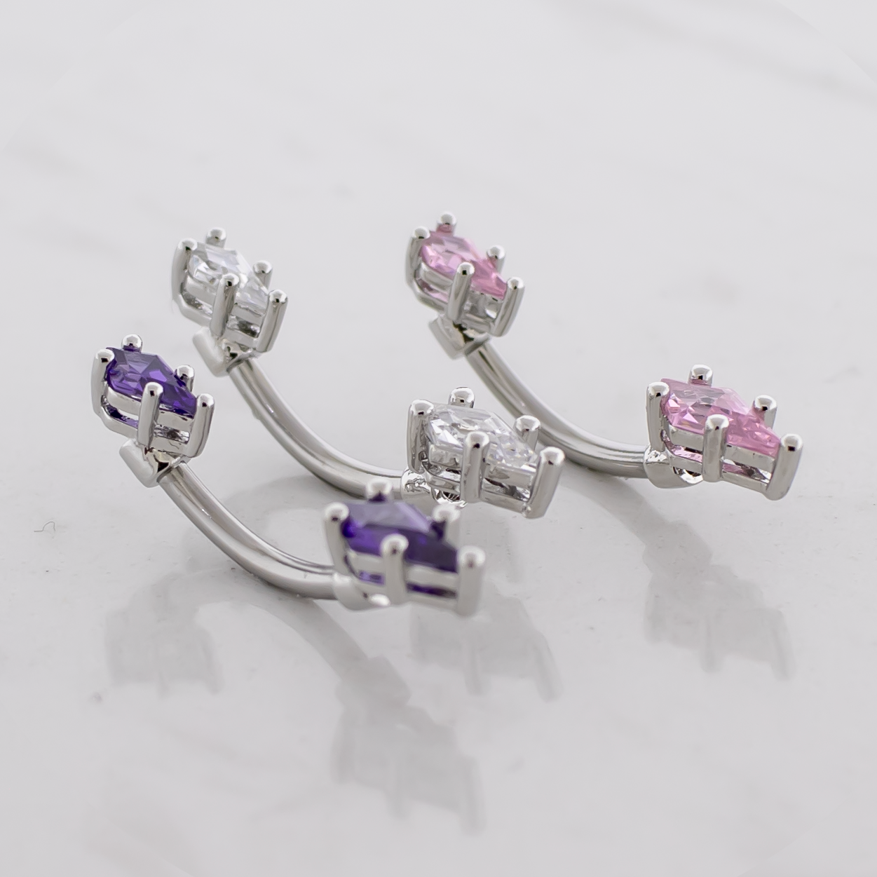 14G Kite Cut Gem Navel Barbell - Pierced Addiction