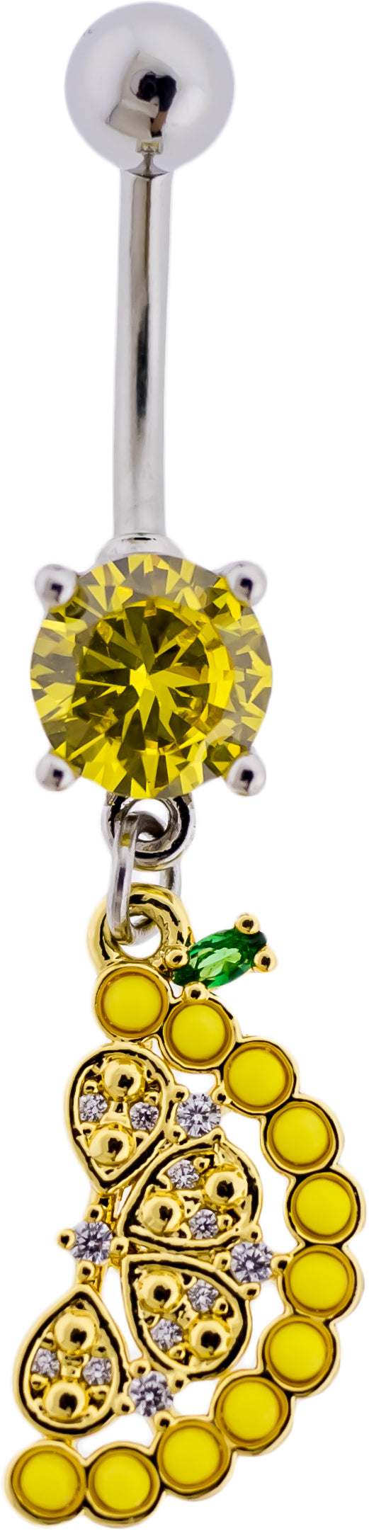 14G Gem Lemon Navel Ring - Pierced Addiction