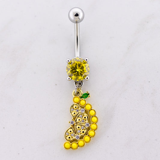 14G Gem Lemon Navel Ring - Pierced Addiction