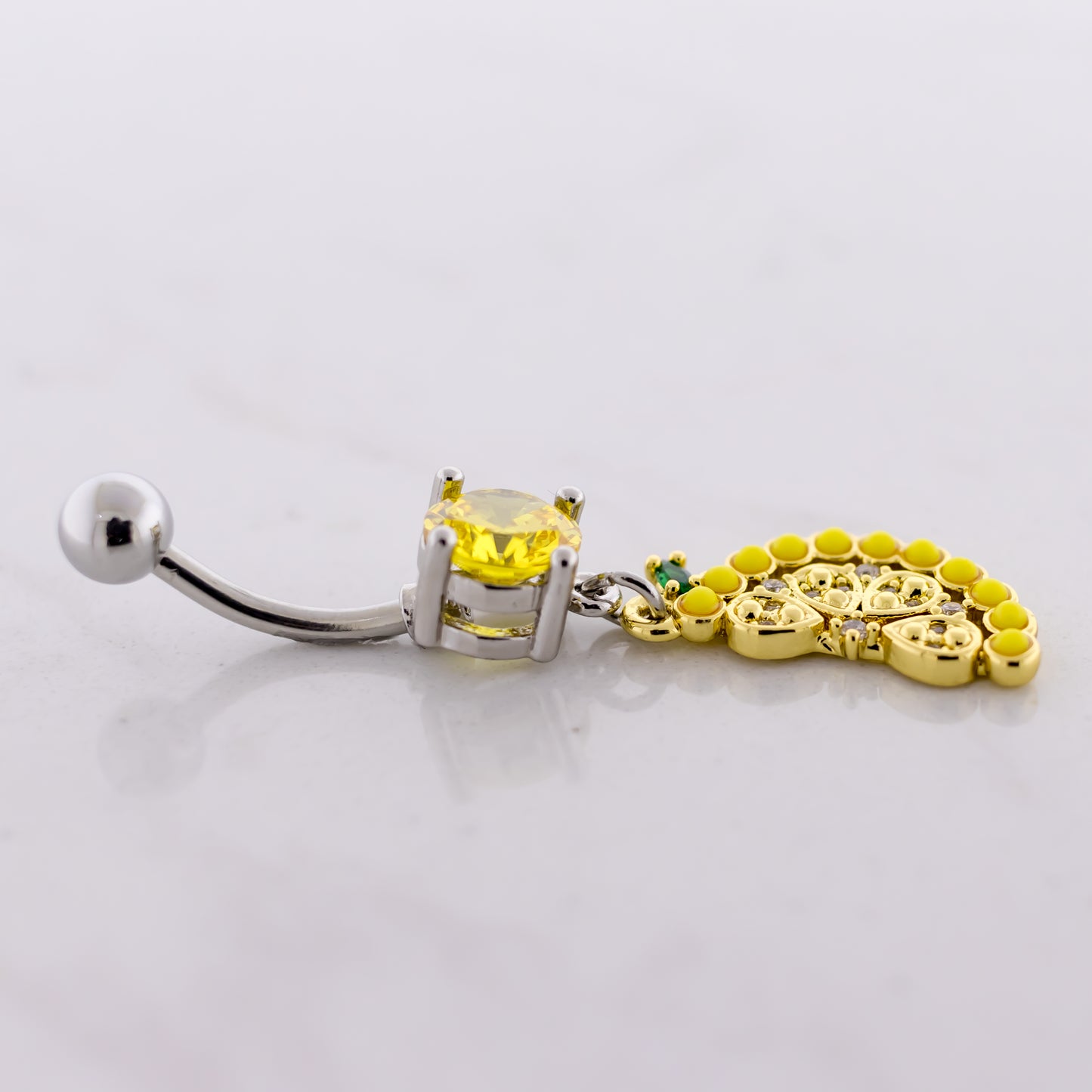 14G Gem Lemon Navel Ring - Pierced Addiction
