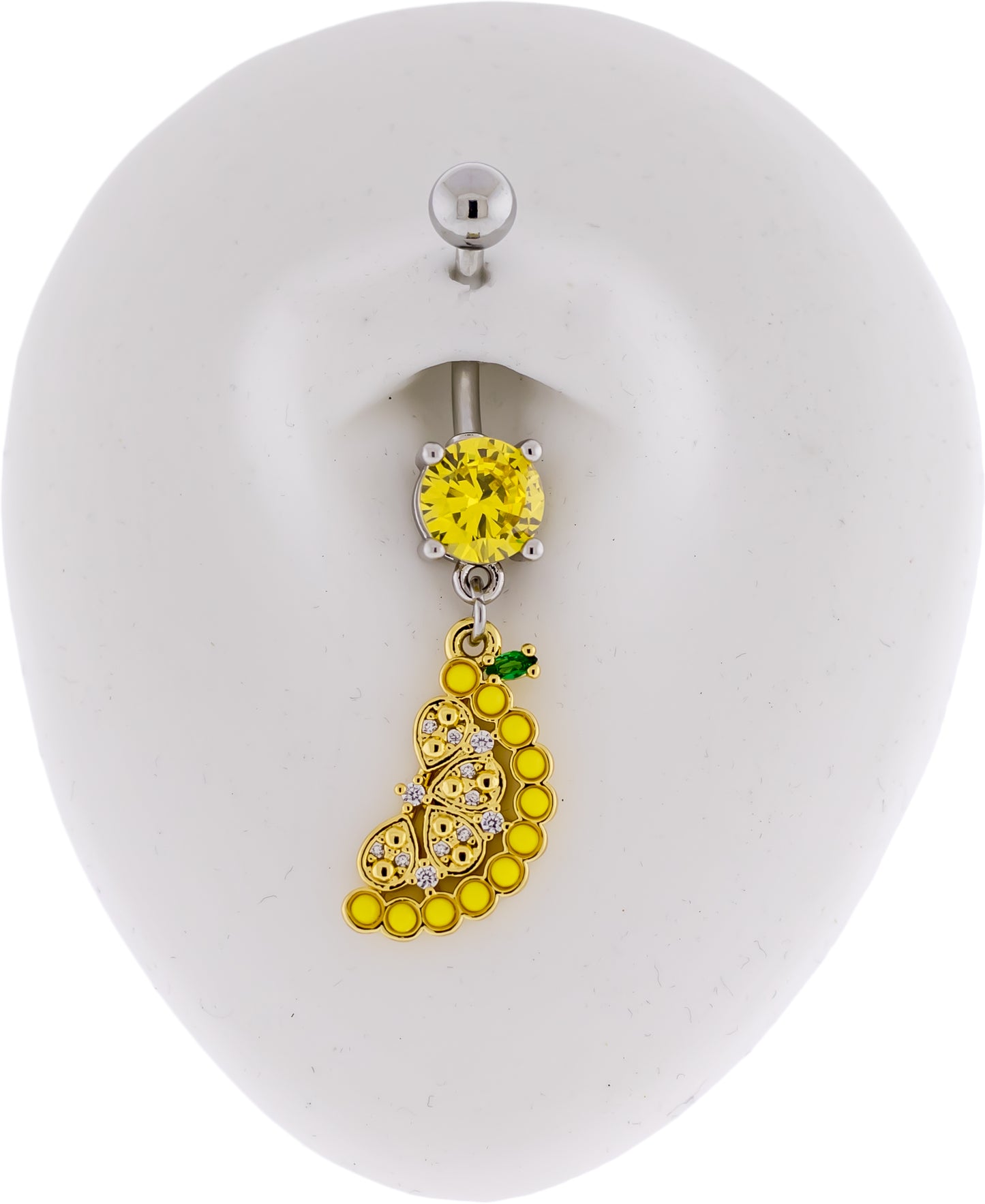 14G Gem Lemon Navel Ring - Pierced Addiction