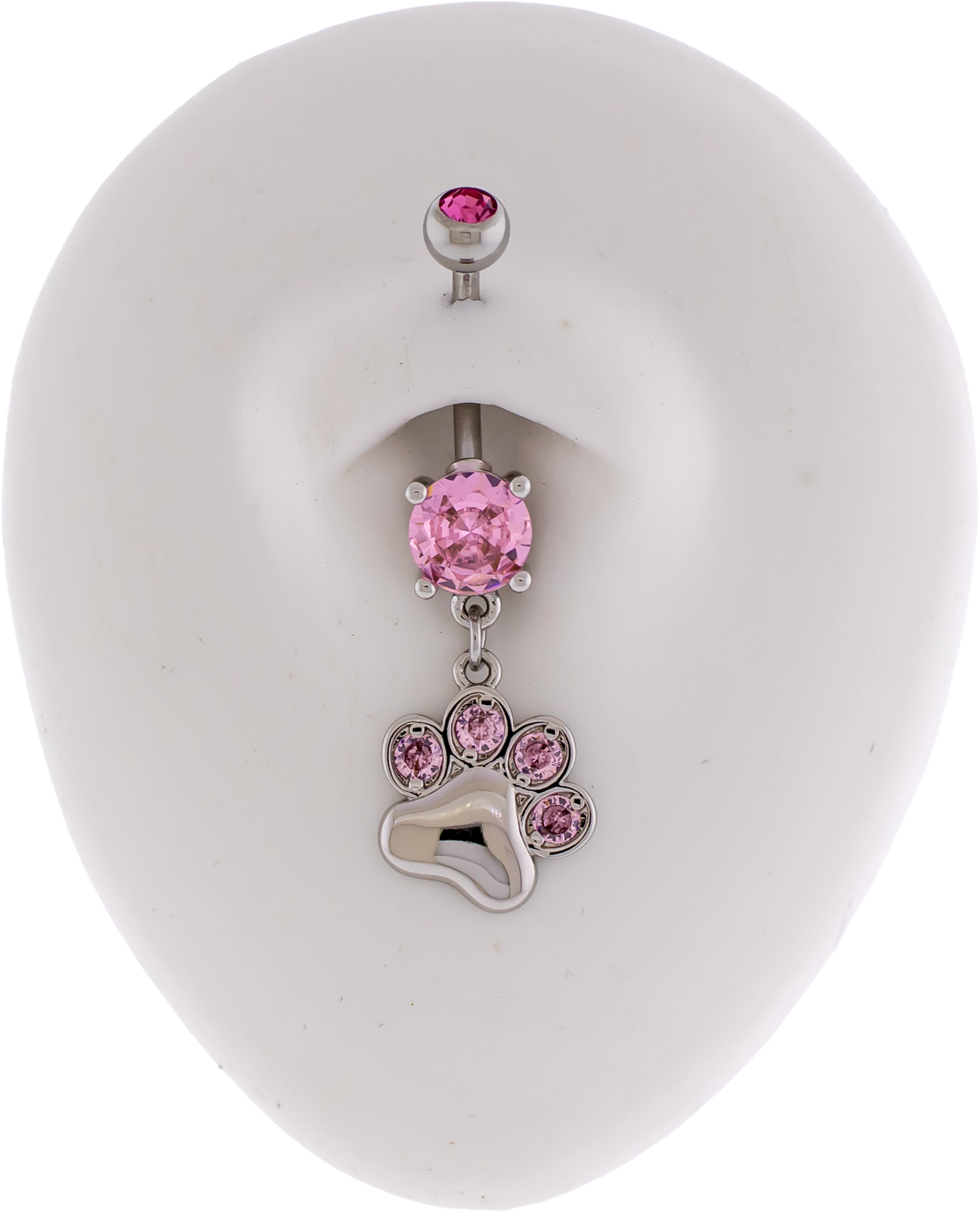 14G Gemmed Paw Print Dangle Navel Ring - Pierced Addiction
