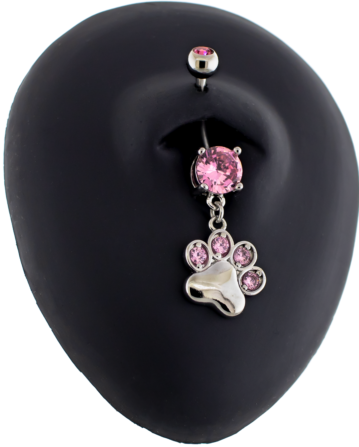 14G Gemmed Paw Print Dangle Navel Ring - Pierced Addiction